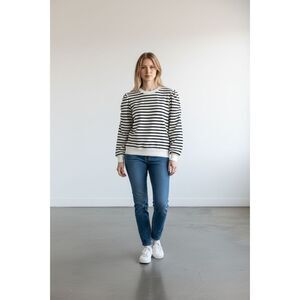 Mint Velvet Puff Sleeve Striped Sweatshirt Women's Medium